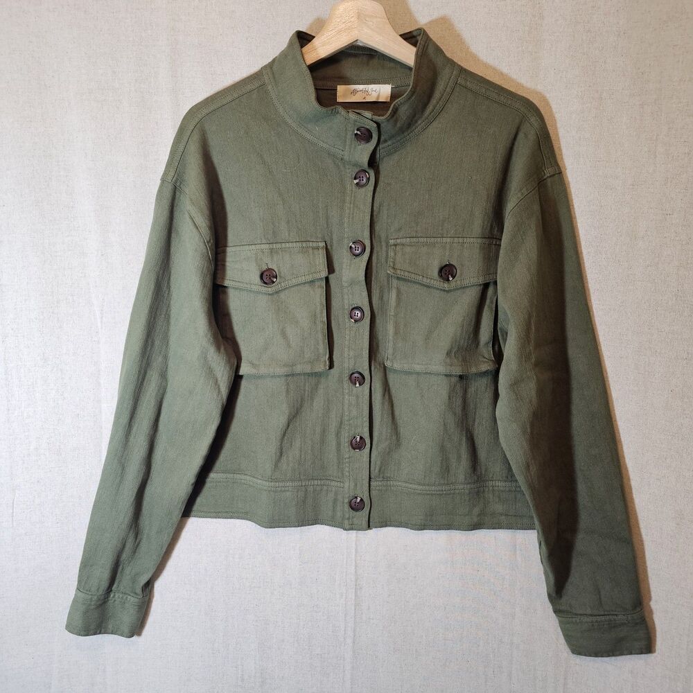 A Beautiful Soul Jacket Olive Drab Military Crop Womens Size A = 16 / 18